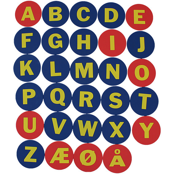 Markeringsbrikker med alfabetet