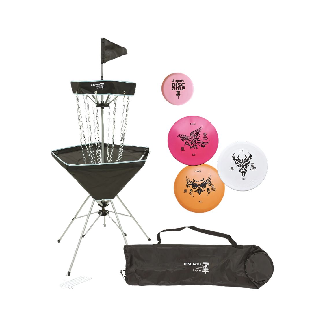 Disc golfpakke med foldbar stander