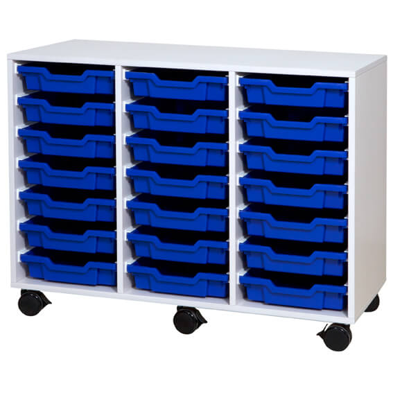 Elevreol med 12 store plastbakker