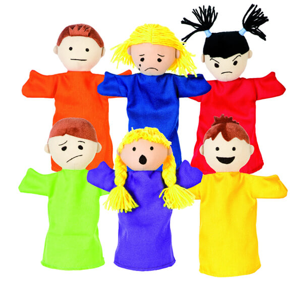 Humør hånddukker 6 stk.