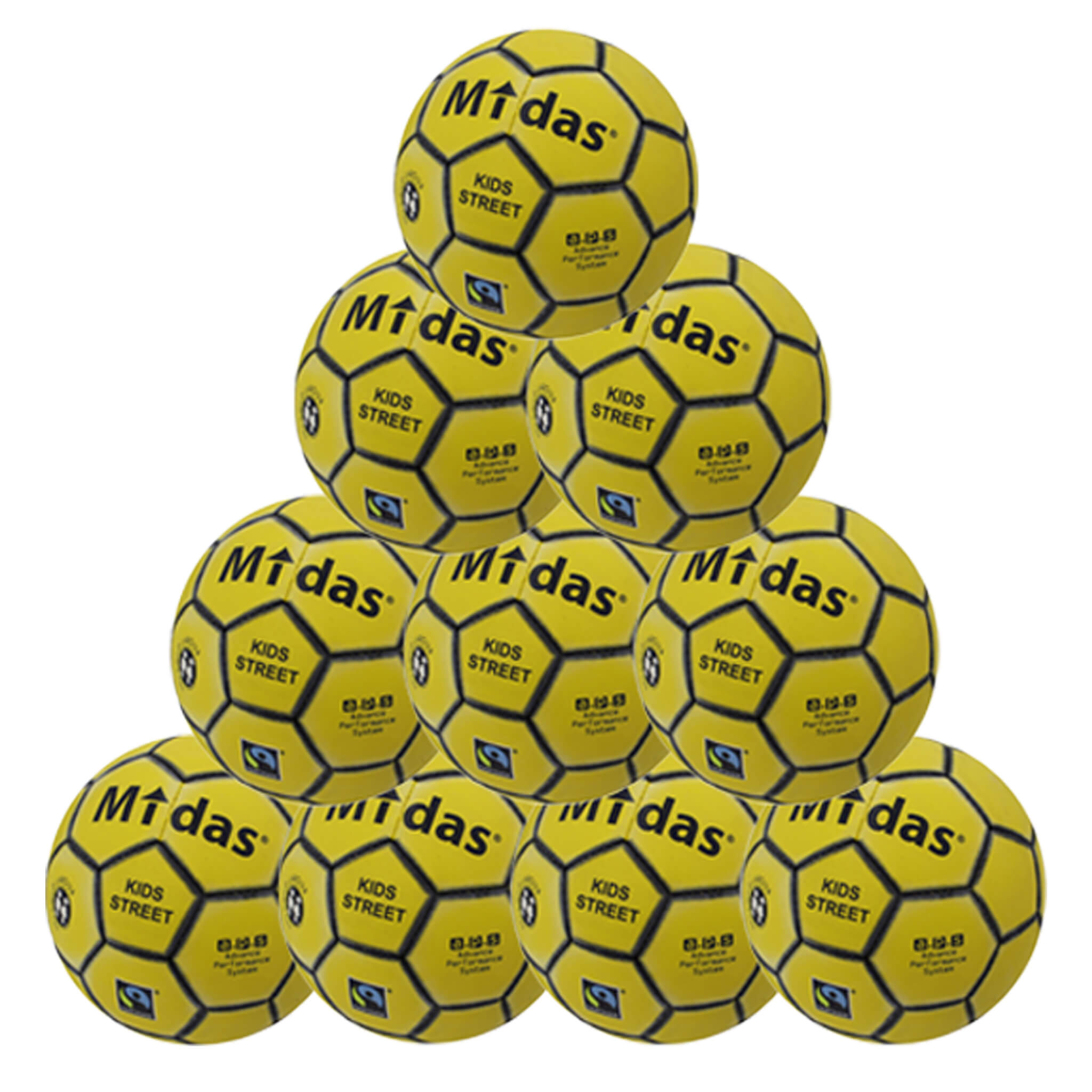Midas Kids fotbollspaket med 10 slitstarka fotbollar