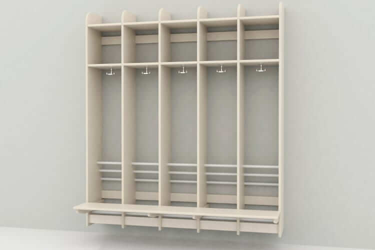 Trollgarderob med bänk 5 sektioner