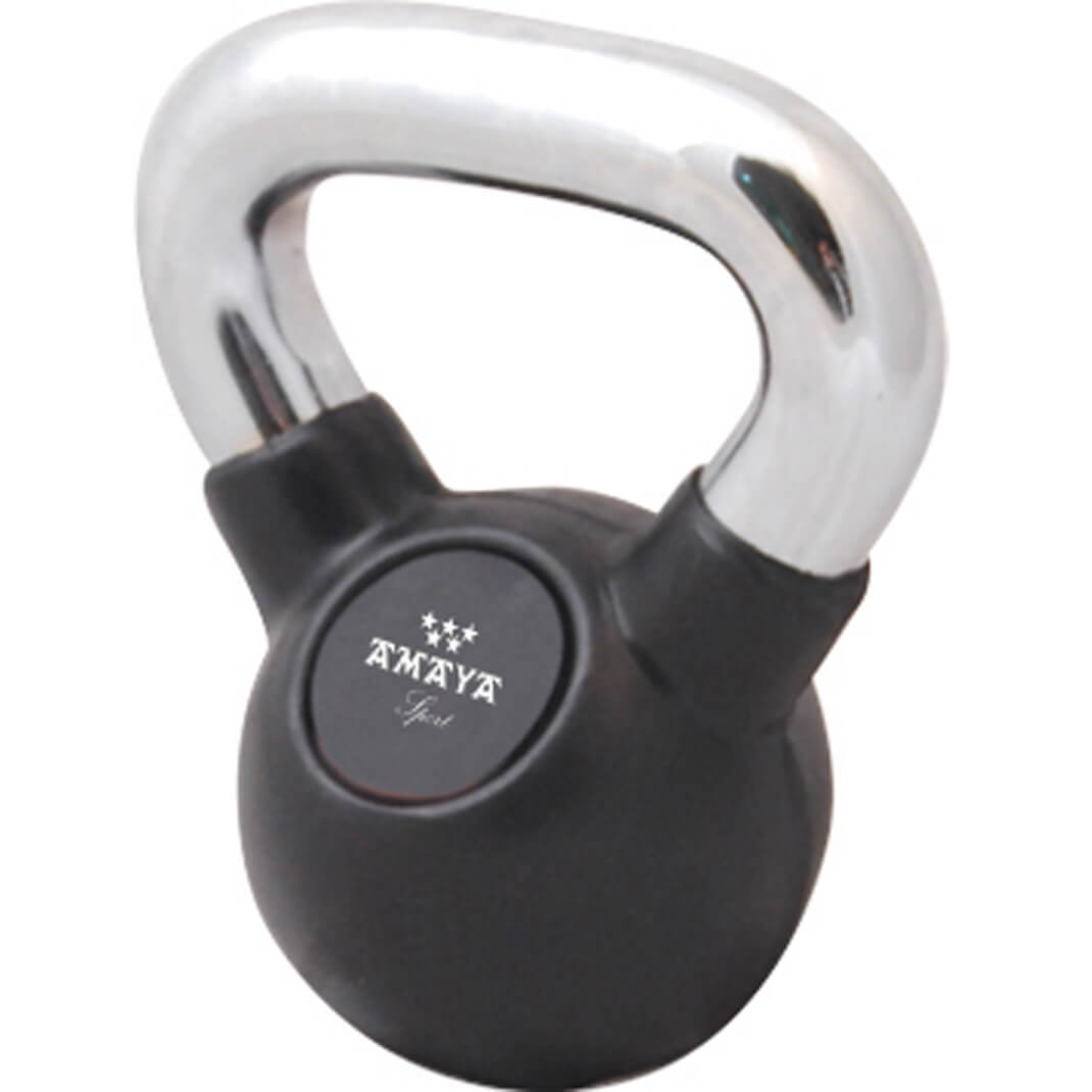 Kettlebells i gummi med kromhandtag 4–24 kg
