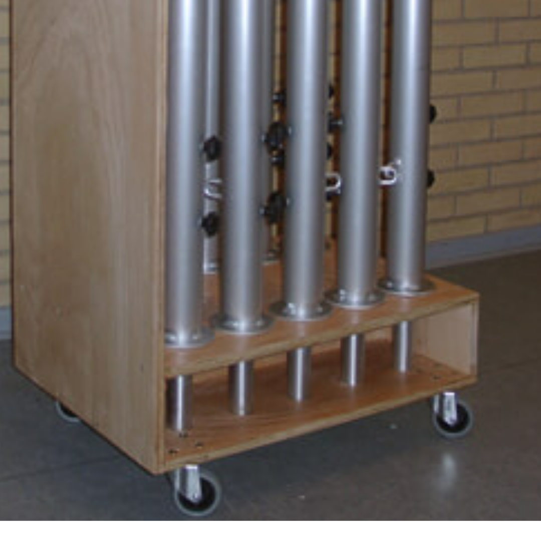 Vagn till badmintonstolpar