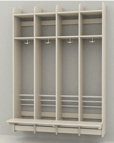 Trollgarderob med bänk 4 sektioner