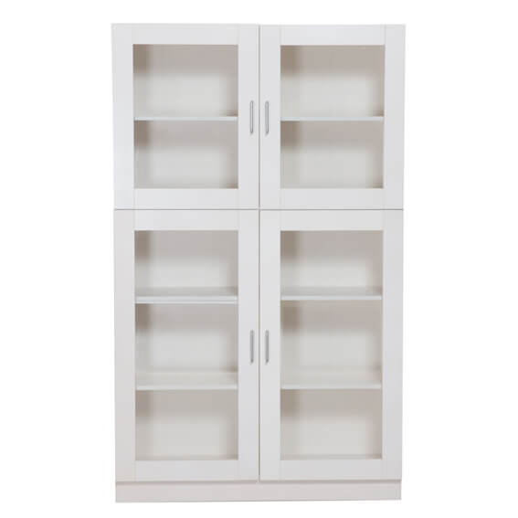 Förvaringsskåp på sokel med 4 glasdörrar