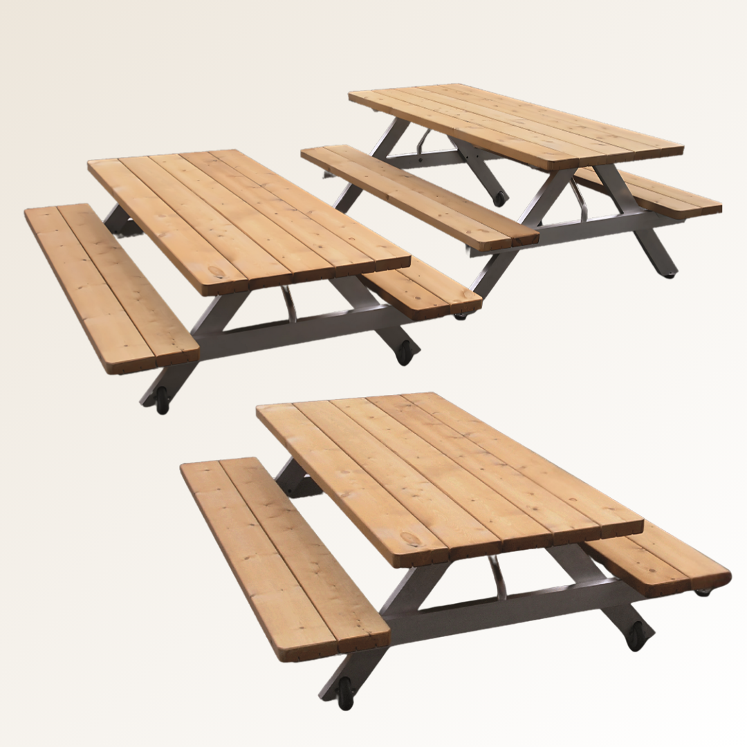 Bord bænkesæt 3 stk. med hjul 