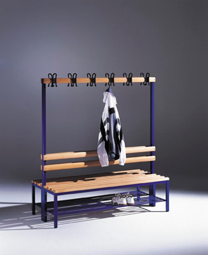 Dubbel-sidig omklädningsbänk - Med 2 x 4  klädhängare och skohylla