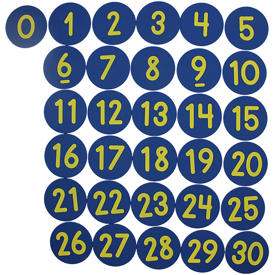 Markeringsbrikker med tal 0-30